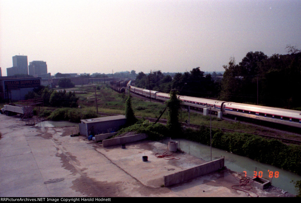 Long Amtrak train at the station